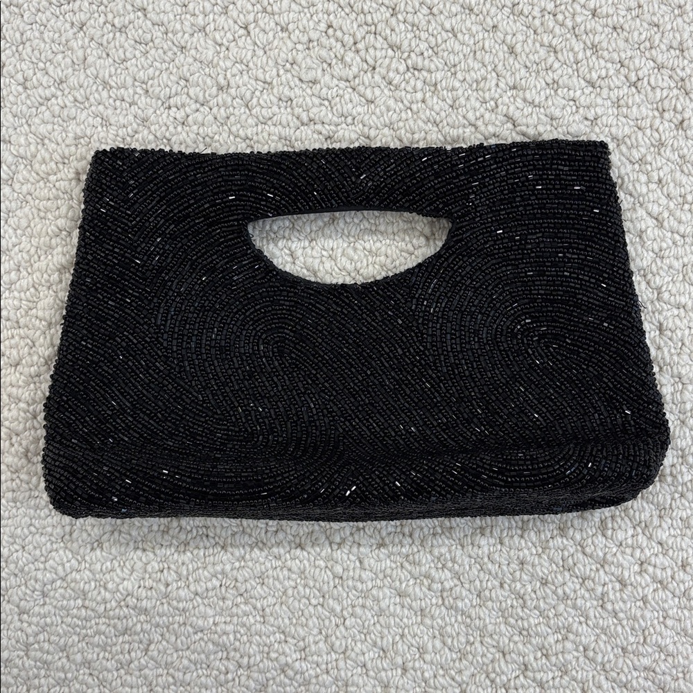 MOYNA - Beaded Black Clutch